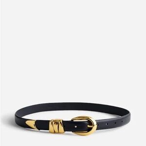 MADEWELL Triple Metal Keeper Belts True Black Leather (100% Genuine Leather)